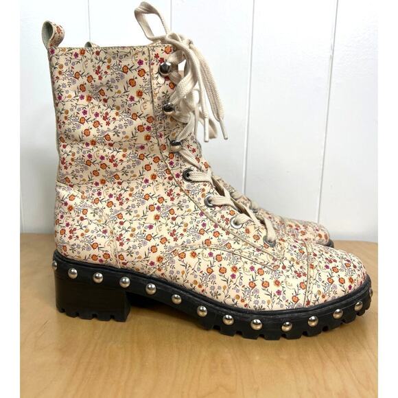 Schutz Andrea Floral and Studded Lace Up w/Zipper Combat Boots SZ 11 NWOB - Picture 1 of 7